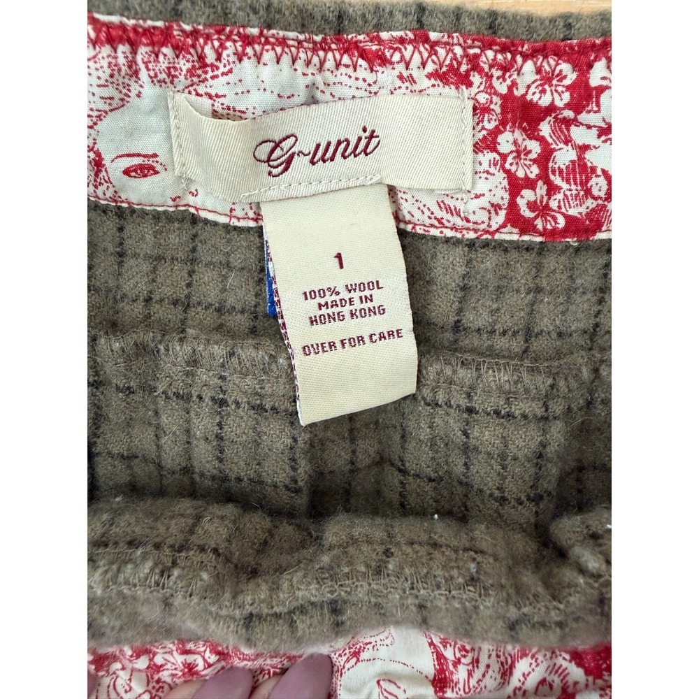 VTG Y2K G-Unit Brown Plaid 100% Wool Pleated Mini Skirt Y2K Low Rise Sz 1 (XXS) - Picture 4 of 6